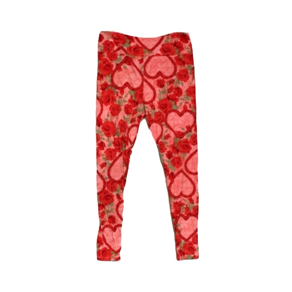 LuLaRoe Valentine Valentine’s Day TC Tall & Curvy Red Pink Hearts Roses Leggings